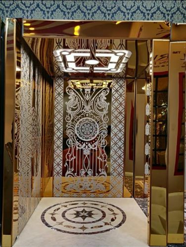 Polished Traction Elevator 6 Passenger Golden Cabin, Color : Silver