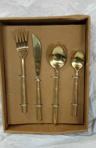 Polished Brass Cutlery Set, Color : Golden, Packaging Type : Box