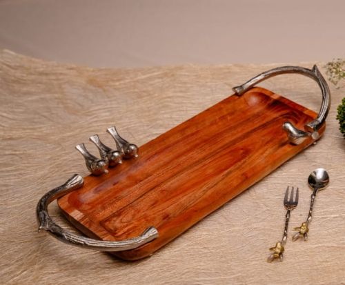 Wooden Serving Tray, Color : Brown