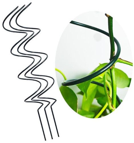 Iron Tomato Spiral Stakes, Color : Black Medium for Garden