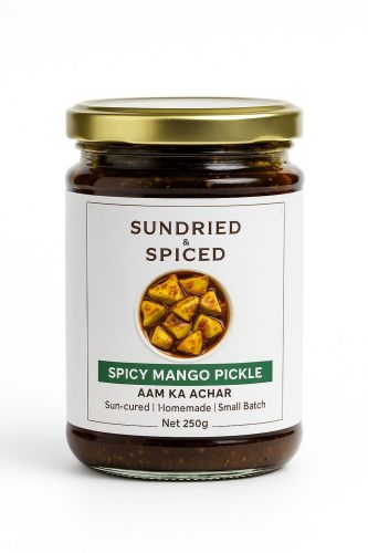 Spicy Mango Pickle, Color : Yellow, Packaging Type : Glass Jar