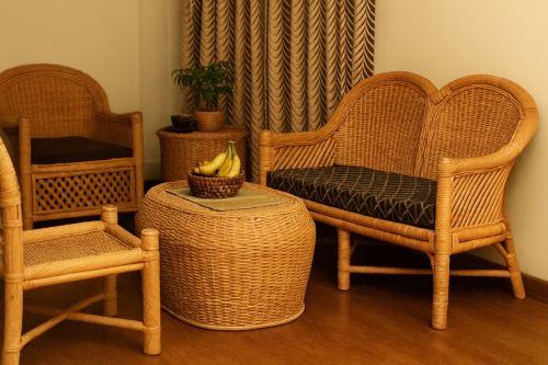 Finished Bamboo Sofa Table Set, Color : Brown Modern for Decoration