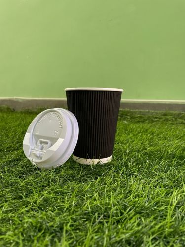 Food Grade Paperboard Ripple Wall Paper Cup with Lid