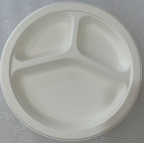 Round 3 Section Sugarcane Bagasse Disposable Meal Plates