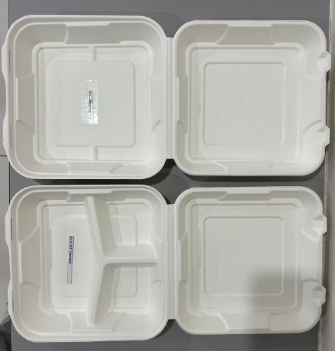 Sugarcane Bagasse 3 Compartment Clamshell Food Box