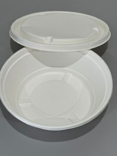 Sugarcane Bagasse Round Food Bowl with Lid