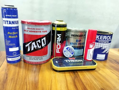 Printed Tin Containers, Color : Multicolor for Food Storage