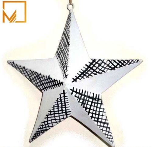 Christmas White Metal Hanging Star with Black Shadow