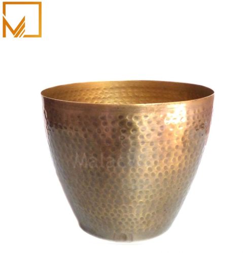 Polished Golden Finish Hammered Brass Vase for Decorative Purpose