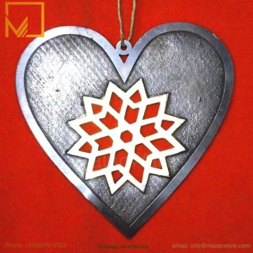 Gun Metal Glossy Flat Christmas Hanging Heart