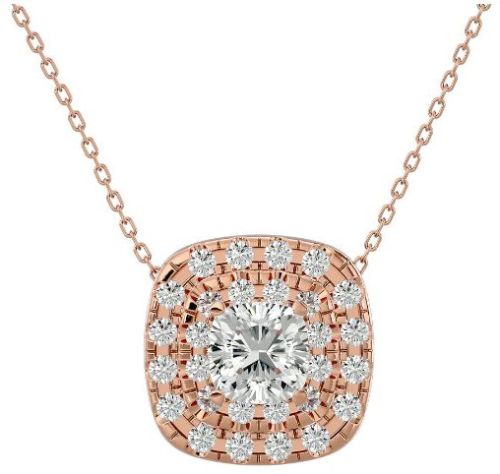 Lab Grown 14K Rose Gold Emmie Diamond Pendant, Packaging Type : Box