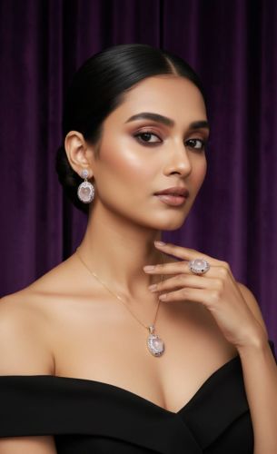 American Diamond Artificial Pearl Pendant Set Wedding, Anniversary