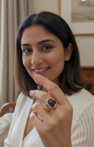 Metal Alloy Artificial Gemstone Stylish Ring for Women