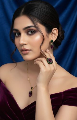 Metal Artificial Stone Fashion Jewelry Grape Design Pendant Set