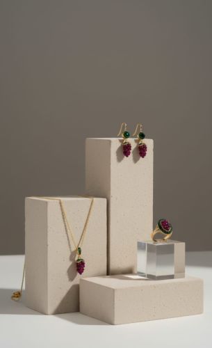 Grape Cluster Artificial Stone Pendant Set