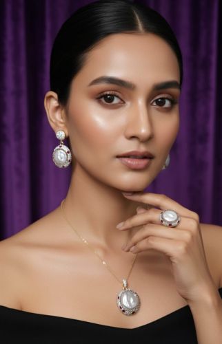 Silver Plated Artificial Pendant Set, Brand Name : Anand Jewellery