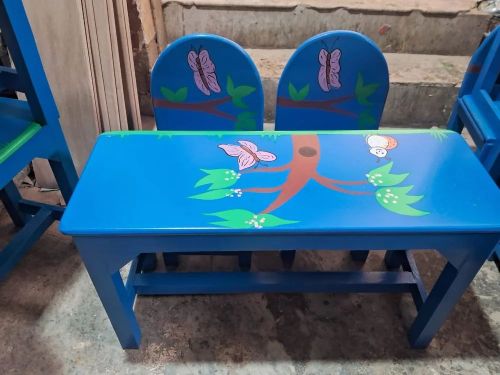 Wooden Kid Mini Rectangle Table With Two Chairs