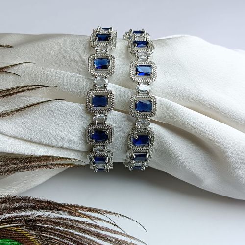 Cubic Zirconia Elegant Blue AD Bangles, Brand Name : NIPSTec 2'6