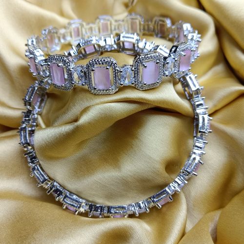 Cubic Zirconia Soft Pink Cz Stone Bangles 2'6, Brand Name : NIPSTec