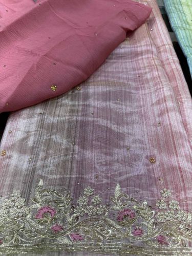 Panel Handwork Shimmer Silk Suit Party, Festive