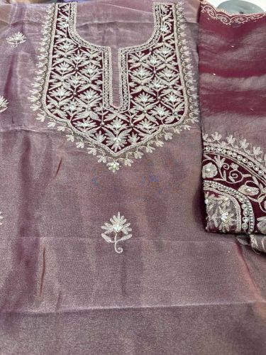 Zari Embroidered Crepe Ladies Suit