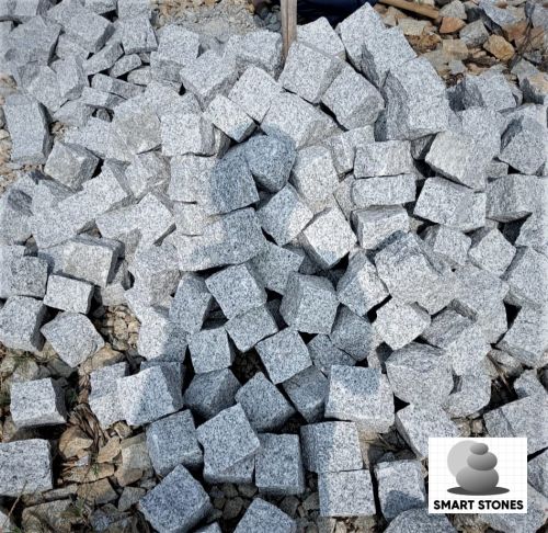 Plain 4x4 Inches Grey Cobbles, Shape : Sqaure