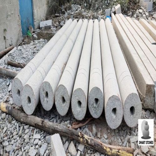 Plain Round Natural Stone Pillar, Color : White