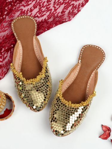 Mirror Drop Mule Punjabi Jutti for Women