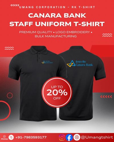 Cotton Canara Bank Staff Uniform T-Shirts