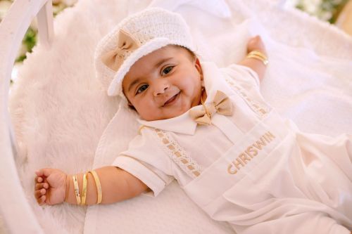 Plain Cotton Baby Baptism Dress, Color : White