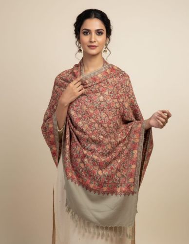 Fancy Acrylic Embroidered Stole, Color : Multicolor 28x40 Inch