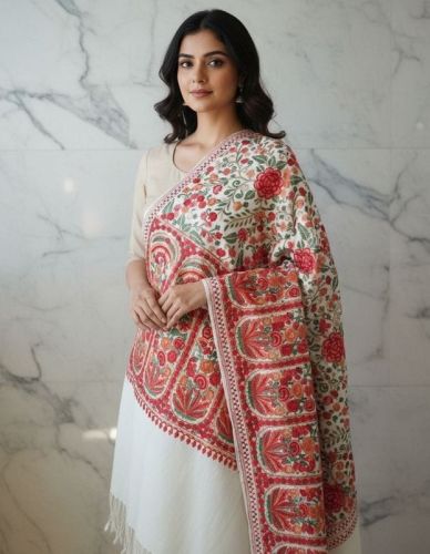 Ladies Botanical Kani Polywool Shawl 28 X 80 Inches