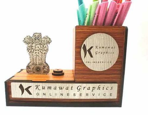 Wooden Pen Holder, Color : Brown 4X4X7
