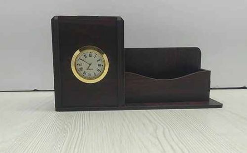 Wooden Pen Stand with Card Holder