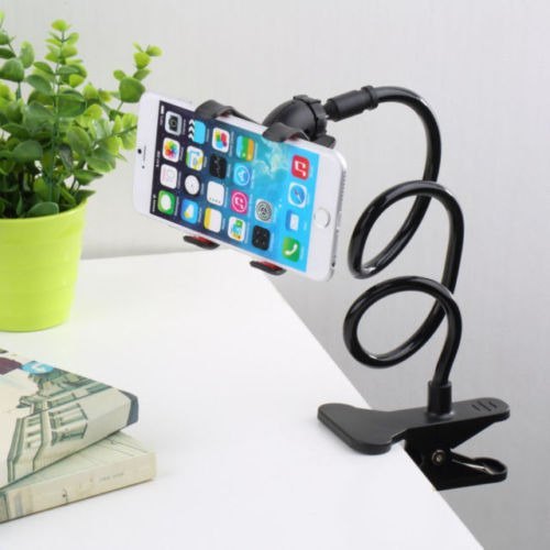 Flexible Mobile Tabletop Stand, Metal Built -for Video, Heavy Duty Foldable Lazy Bracket Clip Mount