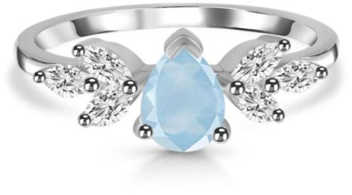 Sterling Silver Ladies Aquamarine And White Topaz Ring