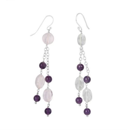 Plain Polished Ladies Amethyst Beads Hook Earring