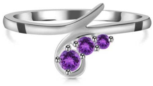 Sterling Silver Polished Ladies Purple Amethyst Ring