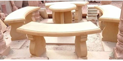 Painted Standstone Garden Sandstone Table Bench Set for Outdoor Use