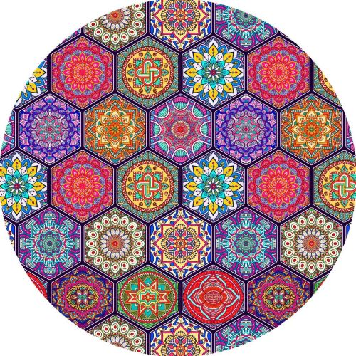 Printed Round Polyester Door Mat Modern For Office, Hotel, Home