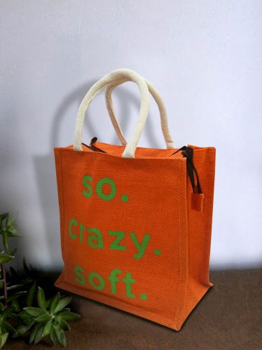 Printed Dyed Jute Shopping Bag, Shape : Ractangular