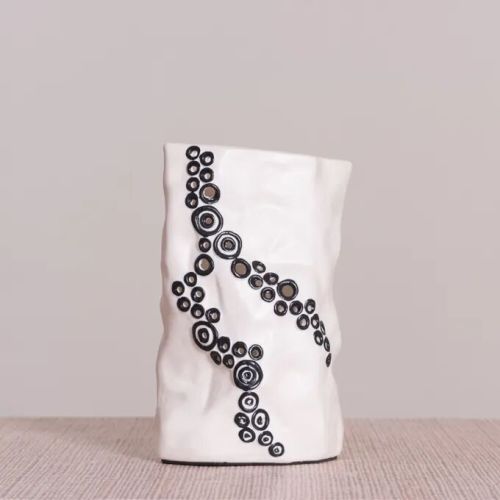 Lava Rock (white/black) Ceramic Vase