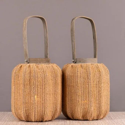 Rattan Rage (beige) Lanterns (set Of 2)