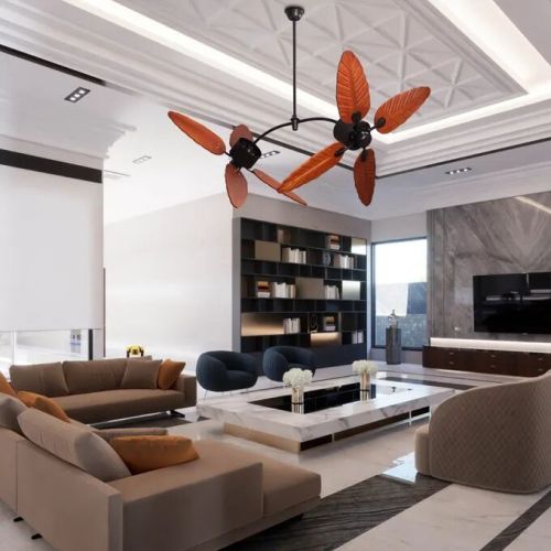 130 Cm Span Black Finish Metal Body Walnut Finish ABS Blades Ceiling Fan