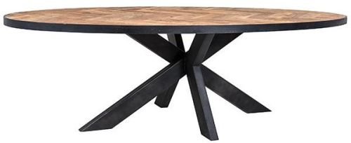 Natural Metal Crossed Industrial Dining Table