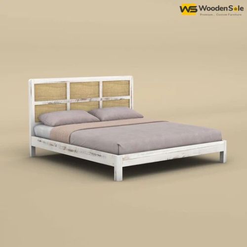 Wooden Rattan Platform Bed (king Size, Distress Finish)