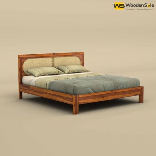 Wooden Sole Caning Bed (king Size, Honey Finish)