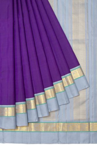 Violet Kanchipuram Silk Women Saree With Kuttu Border