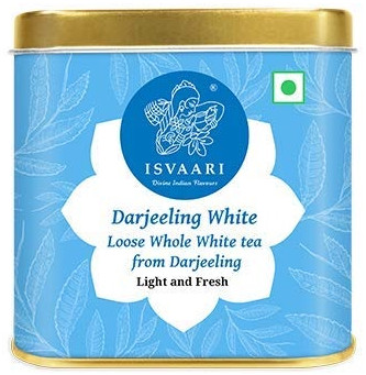 Isvaari Darjeeling White Tea 50g, Color : Light White/grey
