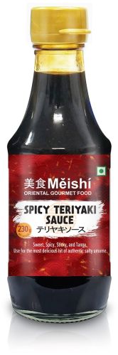 Meishi Spicy Teriyaki Sauce 230g, Color : Dark